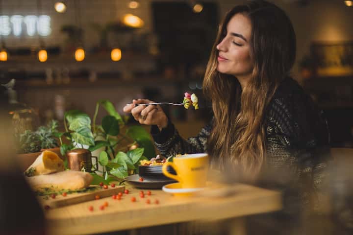 Restaurant dining table at night